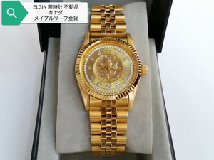 ELGIN 腕時計 メイプルリーフ金貨 CANADA FINE GOLD 9999 1/10 OZ OR PUR FK-594-K1 現状不動品 ジャンク ◯ 金 24金 純金