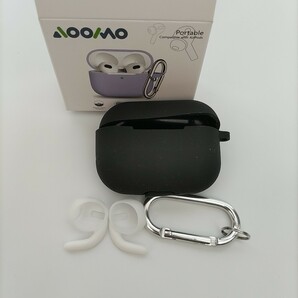 現品限り！AirPods Pro ケース イヤーフック付 ソフト シリコン エアーポッズ カラビナ付 全面保護 脱着簡単 充電可能 ワイヤレス ブラックの画像8