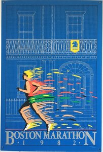シルクスクリーン ポスター『BOSTON MARATHON 1982』 515x760mm　限定3000部　 Hugh Ricks　ボストンマラソン　グラフィックデザイン
