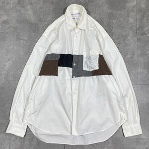 希少　COMME des GARCONS SHIRT コムデギャルソンシャツ　■90s 川久保玲　■縮絨 パッチワーク 切り替え　■長袖シャツ　■ヴィンテージ