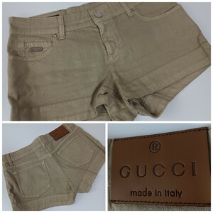 1円スタート 1スタ GUCCI グッチ ショートパンツ 短パン デニム ショーパン デニム ベージュ 