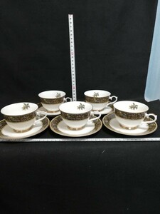 CS1258.【未使用】PATRIZIARICCI パトリシアリッチ カップ＆ソーサー 5客 コーヒーカップ 洋食器　鳥柄/80