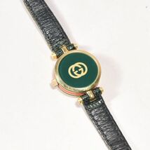 100円～ 美品 GUCCI グッチ 腕時計 シェリーライン 2000L レディース グリーン レザー クォーツ ヴィンテージ ジャンク #60※1213-51/k.h_画像4