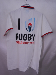 ラグビーワールドカップ 公式ポロシャツ 日本代表　★白　★襟にライン　レア商品　XLサイズ　　★送料無料
