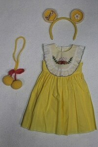 SDM/OFバラ刺繍ワンピース：黄色 A-24-01-03-055-NY-ZA