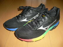 * new goods Mizuno running shoes wave rider 23 J1GC190373 black × Rainbow 23.0cm 23 centimeter jo silver g shoes WAVE RIDER*