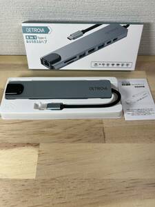 【一円スタート】DETROVA USB C ハブ 8-in-1 PD100W Type-C 4K出力 HDMIポート 高速データ転送 1Gbps イーサネット「1円」URA01_1950