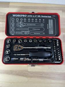 【一円スタート】WORKPRO ソケットレンチセット ガレージツールセット ラチェットレンチ 差込角6.35mm（1/4インチ）「1円」URA01_2064