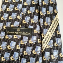 エルメネジルドゼニア(Ermenegildo Zegna)黒青四角ネクタイ_画像1