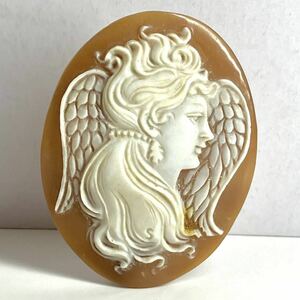 ●シェルカメオ8.2g●j 41ct 50.4×38.1mm 貴婦人 CAMEO 花 アンティーク stone 繊細 ルース 宝石 CD0