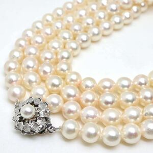 ●アコヤ本真珠ロングネックレス●F 95.2g 116cm 7.0-7.5mm珠 パール pearl necklaces silver ジュエリー DG0