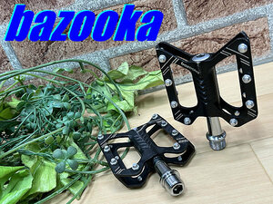 大特価sale!! 美品!! bazooka FLAT PEDAL 220g バズーカ スパイクピン付ケージペダル フラットペダル ロード ミニベロ 送料370円!! M-95