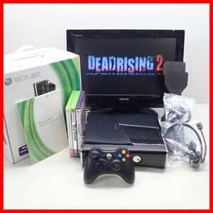 動作品 XBOX360S 本体 Model 1439 250GB + デッドライジング2 等 ソフト3本 まとめてセット Microsoft マイクロソフト 箱説付【20