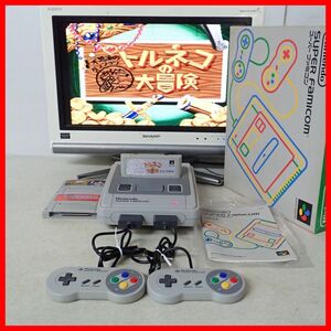 動作品 SFC スーファミ 本体 SHVC-001 箱説付 + トルネコの大冒険 等 ソフト3本 セット Nintendo 任天堂【20