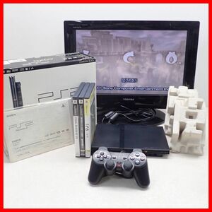 動作品 PS2 プレステ2 薄型 本体 SCPH-75000 チャコール・ブラック + ICO イコ 等 ソフト3本 まとめてセット SONY ソニー 箱説付【20