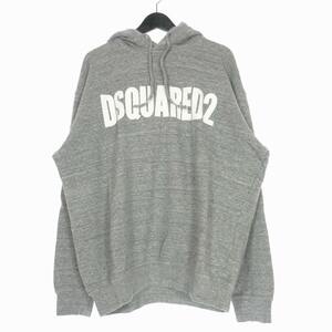 未使用品 ディースクエアード DSQUARED2 22SS Felpa Bold Logo Hoodie ロゴプリント パーカー フーディ XL グレー 灰 S74GU0602 国内正規