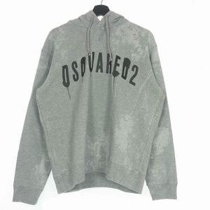 未使用品 ディースクエアード DSQUARED2 22SS LOGO SPRAY HOODIE スプレーロゴ フーディ パーカー M グレー 灰 S74GU0608 国内正規 メンズ