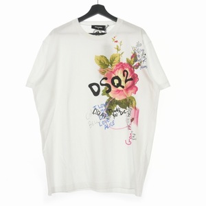 ディースクエアード DSQUARED2 22SS ドローイングロゴプリントTシャツ カットソー 半袖 XL ホワイト 白 S71GD1146 国内正規 メンズ