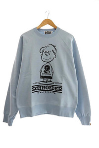 アベイシングエイプ A BATHING APE ×PEANUTS ピーナッツ SCHROEDER シュローダー ロゴ プリント クルーネック スウェット トレーナー 001S