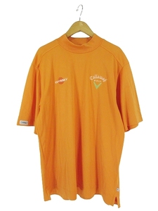 キャロウェイ CALLAWAY Tシャツ 半袖 ハイネック ロゴ 刺繍 オレンジ sizeS QQQ メンズ