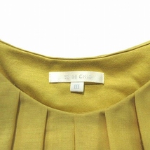 トゥービーシック TO BE CHIC カットソー チュニックシャツ 半袖 プリーツ レース使い 黄色 マスタード 3 レディース_画像4