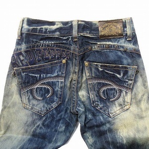  red pepper RED PEPPER Denim pants jeans embroidery Chemical processing damage processing crack patch indigo blue 29 men's 