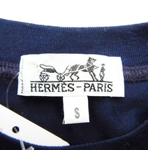 未使用品 エルメス HERMES タグ付き Ｔシャツ 楽器 刺繍 コットン ネイビー 紺 Sサイズ レディース_画像6