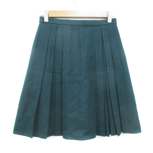  Untitled UNTITLED pleated skirt knee height wool plain 1 green green /FF50 lady's 