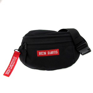  Ben tei screw BEN DAVIS body bag waist bag Logo embroidery Logo tape attaching black black red red /YS36 men's lady's 