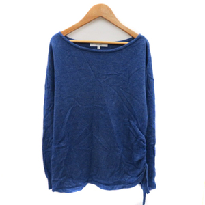  Untitled UNTITLED knitted cut and sewn long sleeve round neck plain Anne gola. wool .2 blue blue /YK36 lady's 