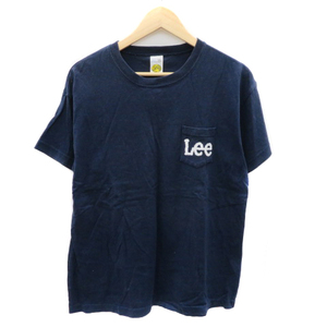 リー LEE Tシャツ カットソー 半袖 ラウンドネック ロゴ L 紺 ネイビー /YK41 レディース