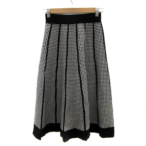  Queens Court QUEENS COURT flair skirt knitted skirt mi leak height total pattern 1 black black white white /YS3 lady's 
