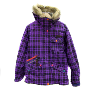 Kissmark キスマーク スキーウェア ジャケット ミドル丈 フード付き チェック柄 M マルチカラー 紫 パープル /YS1 レディース