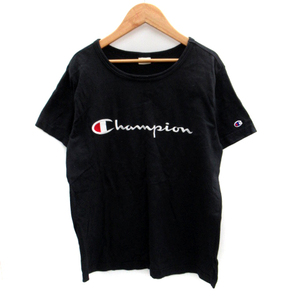 チャンピオン CHAMPION Tシャツ カットソー 半袖 ラウンドネック ロゴ刺繍 L 黒 ブラック /SM22 メンズ