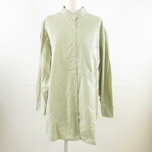 ユニクロ UNIQLO U オーバーサイズシャツ 長袖 ライトグリーン 緑 L *T11 レディース