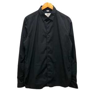 ブルーワーク BLUE WORK シャツ カジュアルシャツ スナップボタン 無地 長袖 L 黒 ブラック メンズ