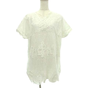 ピュアルセシン pual ce cin 長袖 ワンピース 刺繍 レース 花柄 フリーサイズ 白 ホワイト ■GY09 レディース