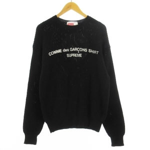 シュプリーム SUPREME COMME des GARCONS SHIRT 18AW リブニット セーター プリント コットン ブラック M ☆AA★ メンズ