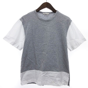 マルニ MARNI Tシャツ カットソー 半袖 異素材ドッキング バイカラー グレー ホワイト 白 44 XS位 メンズ