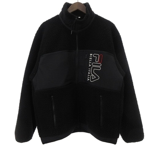 フィラ FILA ボアジャケット アウター 長袖 切替 ロゴ 刺繍 FS2-PL-C4104X-3 黒 ブラック L メンズ