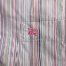 バーバリー ロンドン BURBERRY LONDON シャツ 長袖 刺繍 ロゴ 胸ポケット ストライプ ピンク L ■GY14 メンズ_画像5