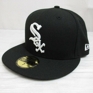 未使用品 ニューエラ NEW ERA 59FIFTY 5950 MLB シカゴ ホワイトソックス ベースボール キャップ 帽子 7 55.8cm 黒 ブラック 正規品 メンズ