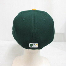 未使用品 ニューエラ NEW ERA 59FIFTY 5950 MLB オークランド アスレチックス ベースボール キャップ 帽子 7 1/4 57.7cm 緑 グリーン_画像4