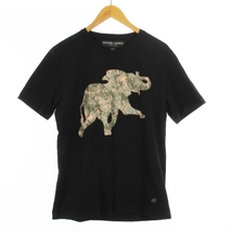 ハンティングワールド HUNTING WORLD エレファント プリント Tシャツ カットソー 半袖 イタリア製 ブラック S メンズ_画像1