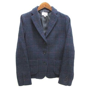 ユニクロ UNIQLO イネス INES ツイード ジャケット 3B ウール ネイビー 紺 S 162444 レディース