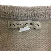 ヒューマンウーマン HUMAN WOMAN カーディガン ニット Vネック 無地 透かし編み モヘア 長袖 M ベージュ レディース_画像5