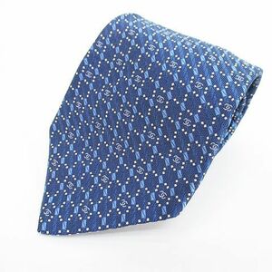 シャネル CHANEL シルク 絹 ネクタイ レギュラータイ ココマーク ブルー 青 総柄 タリア製 服飾小物 メンズ
