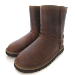 アグ オーストラリア UGG australia 美品 1006032K K CLASSIC SHORT LEATHER クラシックショート ブーツ レザー ムートン 茶 ブラウン US4