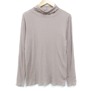  Ships SHIPS any rib knitted cut and sewn long sleeve ta-toru neck see-through plain F khaki /FF47 lady's 