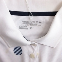 未使用品 ナイキゴルフ NIKE GOLF タグ付き ポロシャツ 半袖 ドット ロゴ刺繍 DRI-FIT ドライフィット 白 ホワイト M レディース_画像5